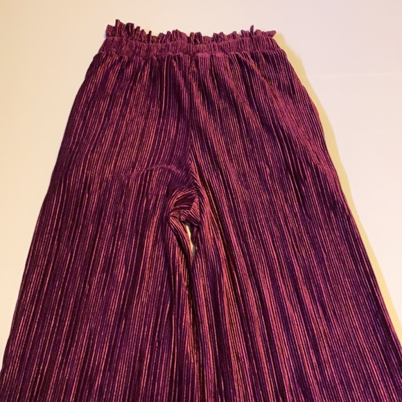 🆕 Topshop Purple Accordion Pleated Velour Palazzo Pants - Women’s Size 4 - Picture 4 of 6